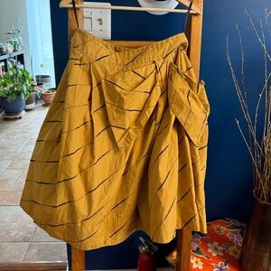 Floreat Mustard Full Skirt with Black Stripes